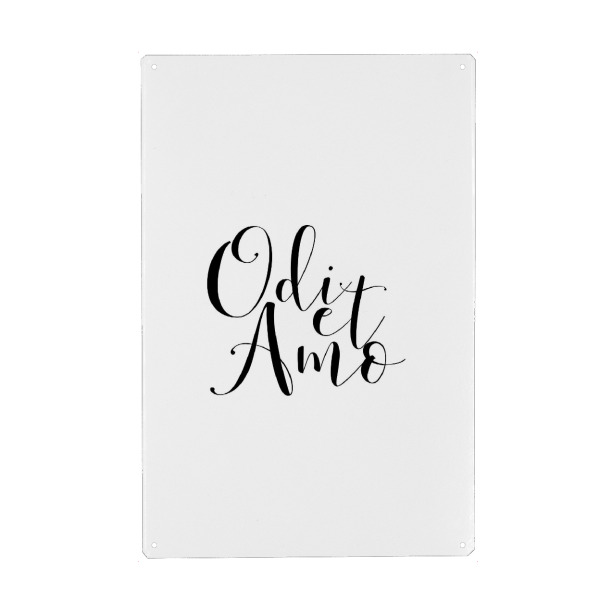 Metall Poster "Odi et Amo" artboxONE - Typografie,Schwarzweiß,Liebe - Latin,Love,Odi,Et,Amo,Liebe - Blechschild