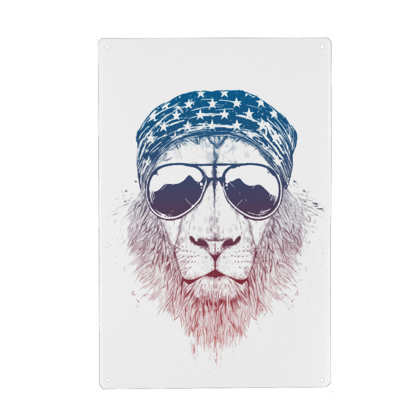 Holzbild "Wild lion" artboxONE - Tiere,Lustig - Lion,Sunglasses,Summer