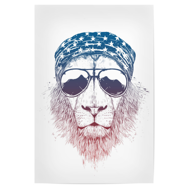 Poster 30x20 cm "Wild lion" artboxONE - Tiere,Lustig - Lion,Sunglasses,Summer