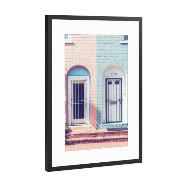 Poster mit Rahmen Schwarz (Metallic) "Pink and Blue Doors" artboxONE - Architektur - Door,Tür,Architecture,Architektur