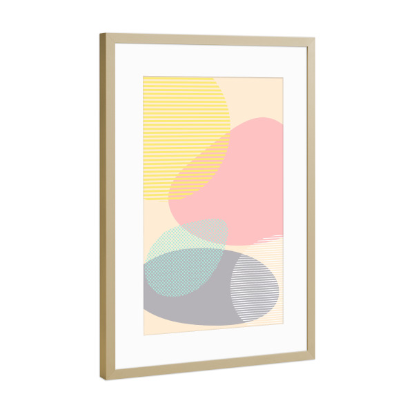 Poster mit Rahmen Gold "Lost In Shapes" artboxONE - Abstrakt,Geometrie - Shapes,Bubble,Abstract