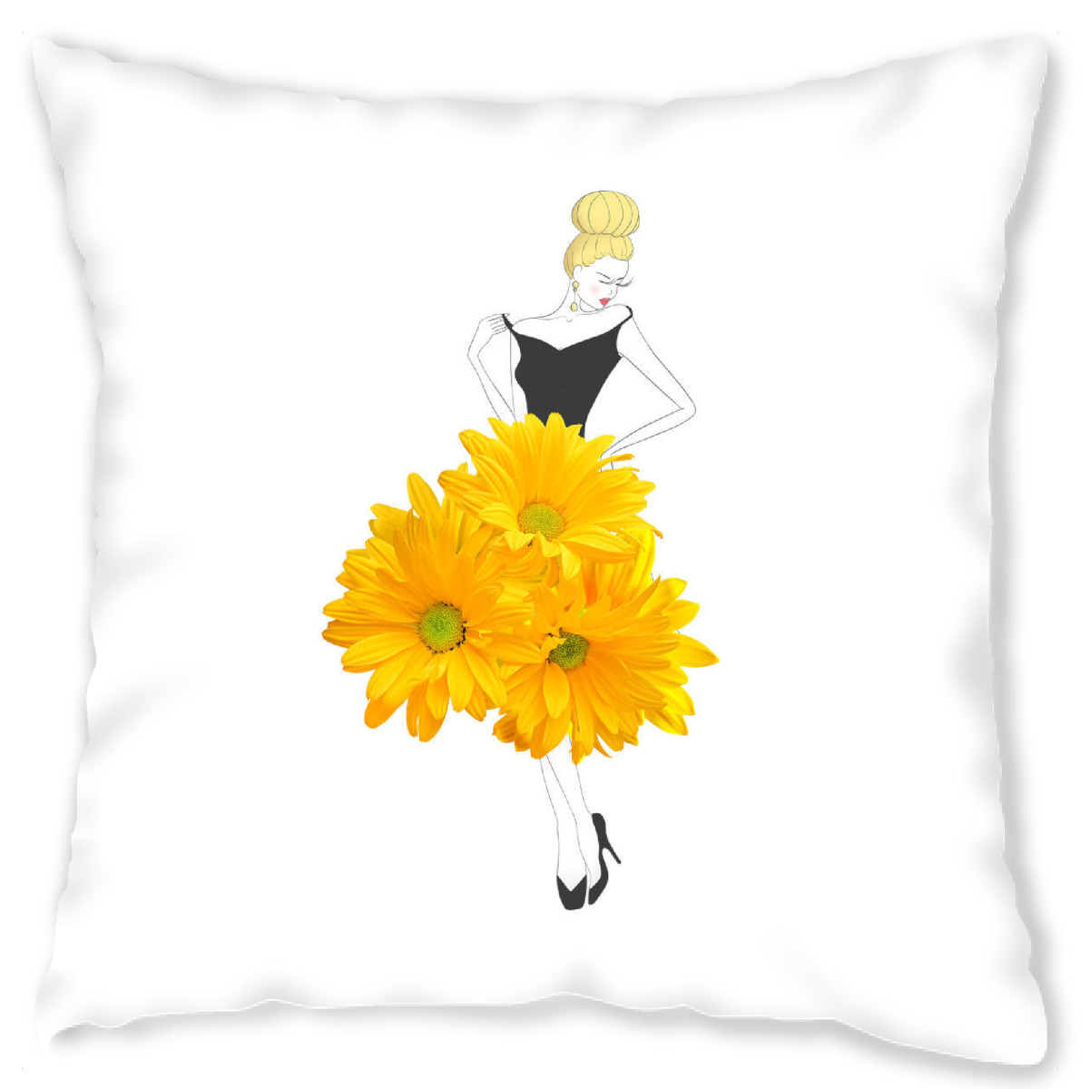 Design-Kissen "Fashion chrysanthemums" artboxONE - Floral,Fashion - Flowers,Chrysanthemum,Girl,Woman