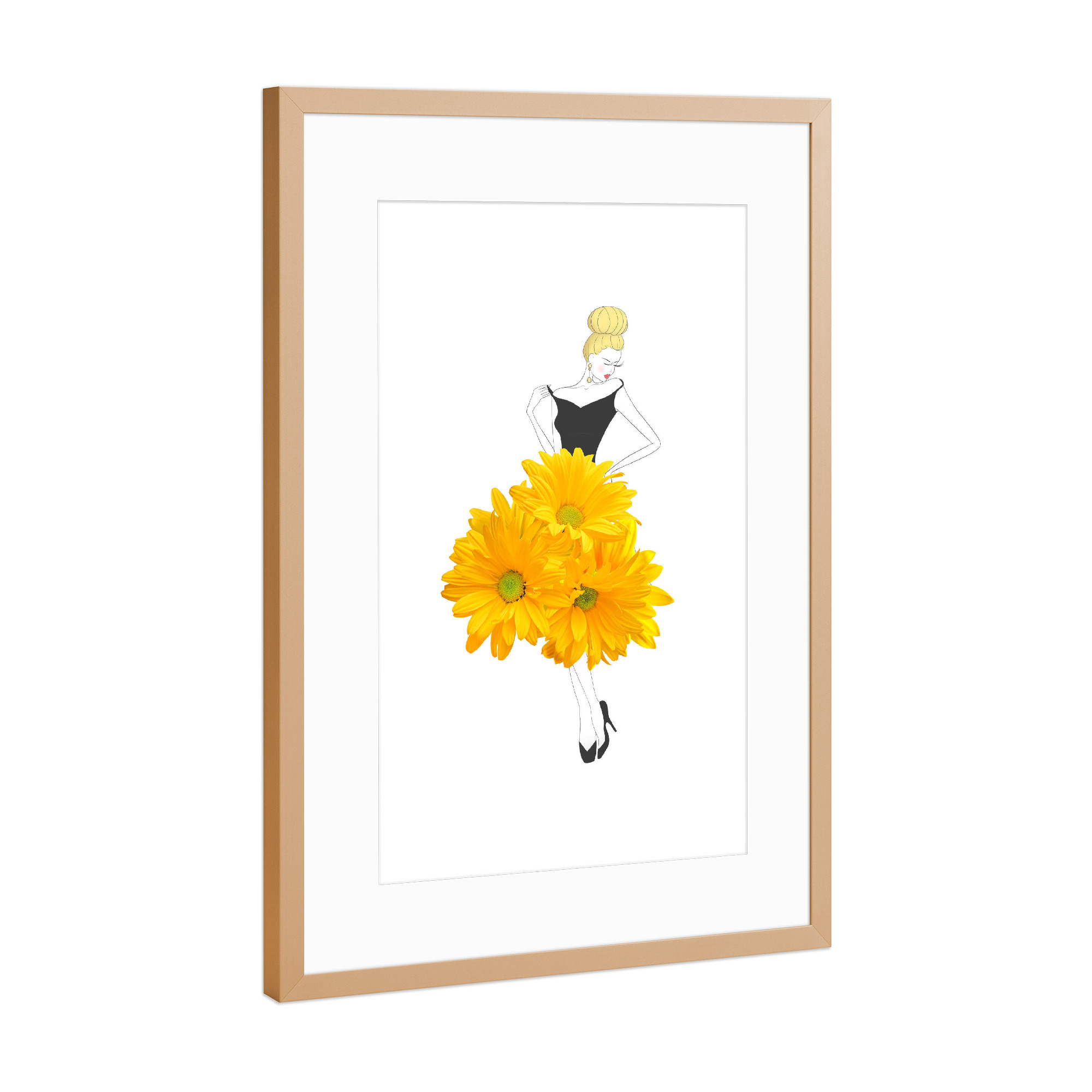 Poster mit Rahmen Kupfer "Fashion chrysanthemums" artboxONE - Floral,Fashion - Flowers,Chrysanthemum,Girl,Woman