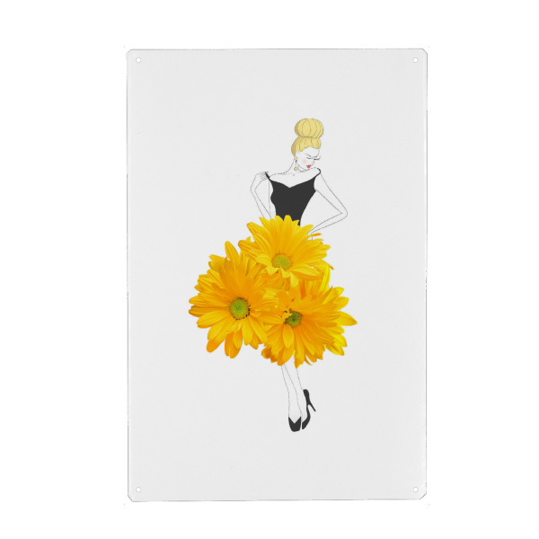 Holzbild "Fashion chrysanthemums" artboxONE - Floral,Fashion - Flowers,Chrysanthemum,Girl,Woman