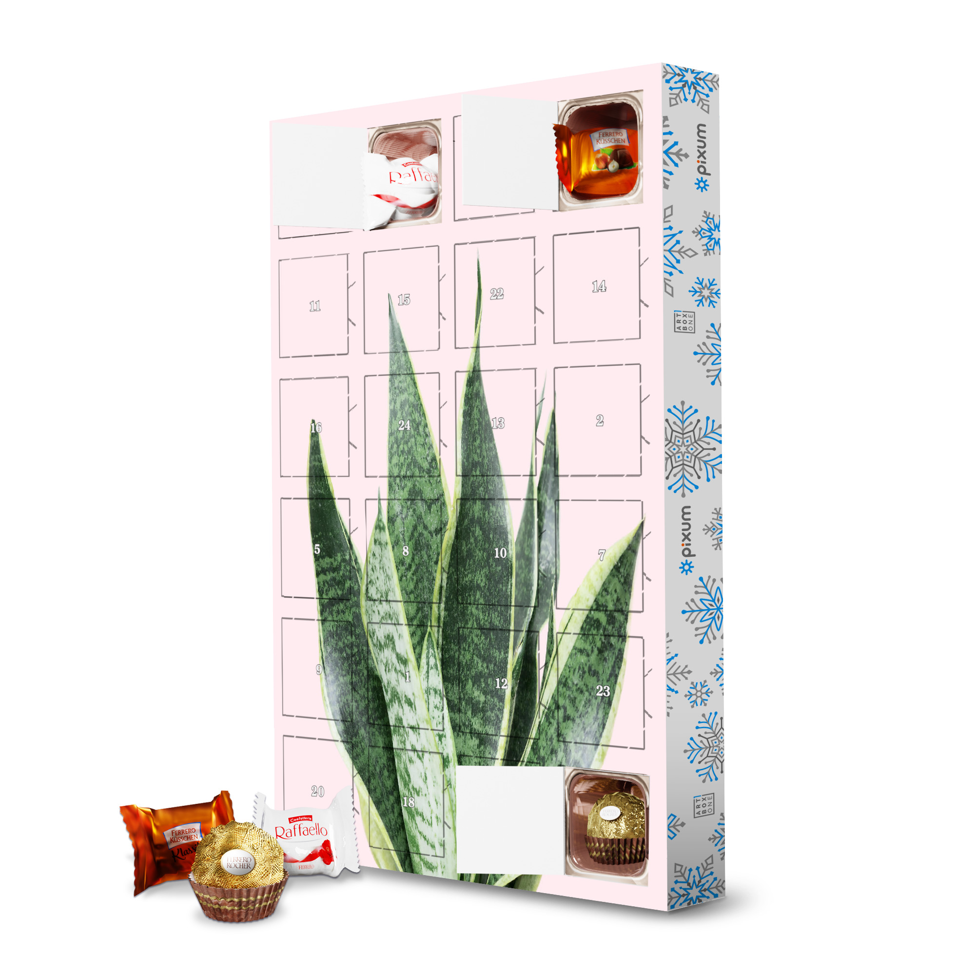 Adventskalender mit Ferrero Pralinen Bow Hemp artboxONE Adventskalender Floral