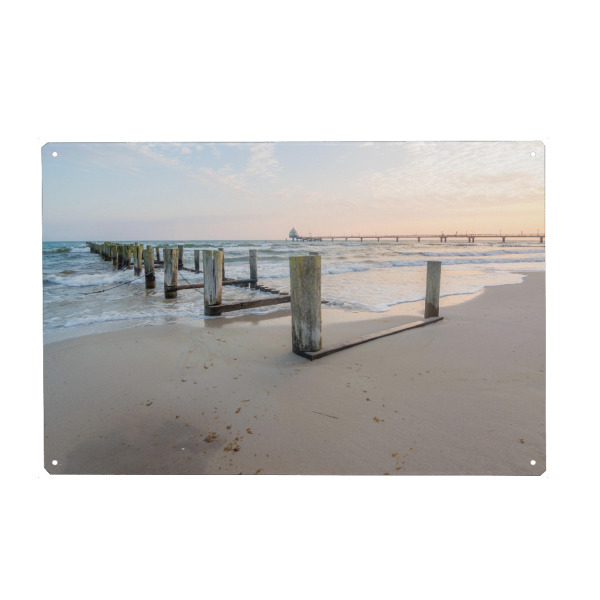 Holzbild "Idyllischer Morgen in Zingst" artboxONE - Natur,Reise / Strand und Meer - Ostsee,Meer,Strand,Deutschland