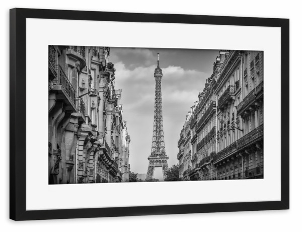 Poster mit Rahmen schwarz "Pariser Flair | Monochrom" artboxONE - Städte,Reise,Schwarzweiß,Architektur,Städte / Paris,Reise / Länder