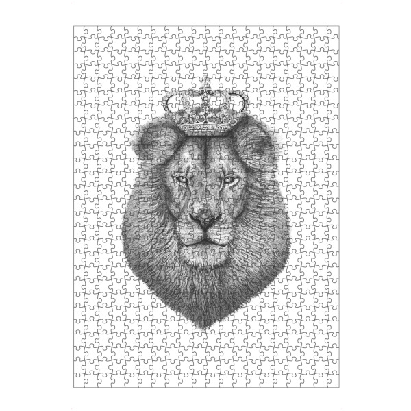 Puzzle Ravensburger "The King" artboxONE - Tiere,Schwarzweiß,Lustig - Löwe,König,Krone,Tier,Schwarzweiß,Portrait - Bild löwe
