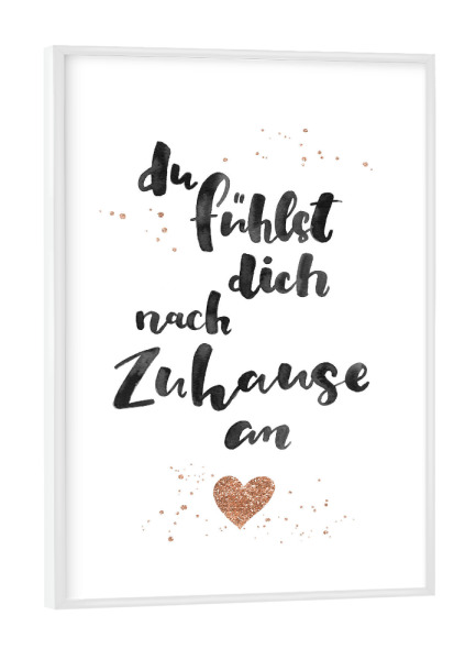 Poster mit weißem Rahmen "Zuhause" artboxONE - Typografie,Menschen,Liebe - Handlettering,Typografie,Aquarell,Liebe,Zuhause,Daheim,Heimat,Partner,Paar