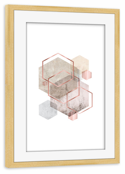 Poster mit Rahmen kiefer "Hexagonal Geo No. 3" artboxONE - Abstrakt,Geometrie