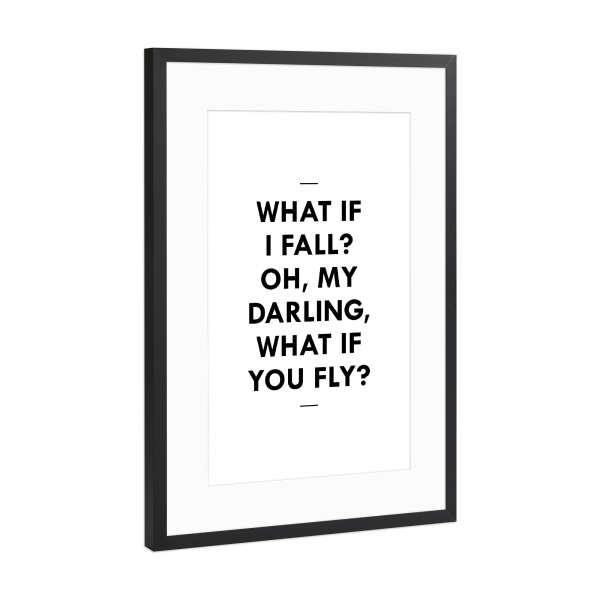 Poster mit Rahmen Schwarz (Metallic) "WHAT IF" artboxONE - Typografie,Schwarzweiß