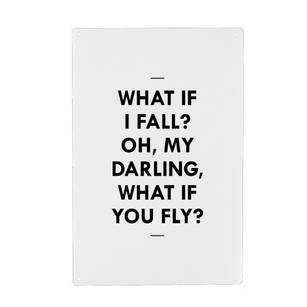 Metall Poster "WHAT IF" artboxONE - Typografie,Schwarzweiß