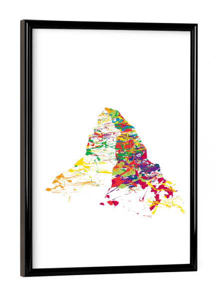 Poster mit schwarzem Rahmen "Mountainsplash Matterhorn bunt" artboxONE - Natur,Reise - Berg,Gebirge,Bunt,Modern,Abstrakt,Berge,Mythen,Schweiz