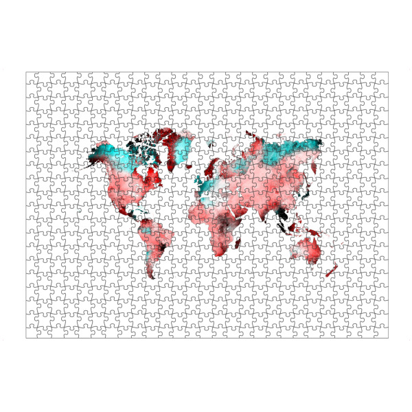 Puzzle Ravensburger "World map 78 red blue" artboxONE - Reise,Reise / Länder,Kartografie