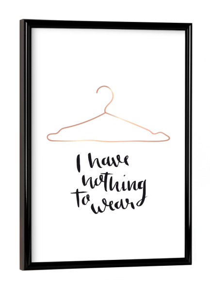 Poster mit schwarzem Rahmen "Kleiderbügel" artboxONE - Typografie,Fashion