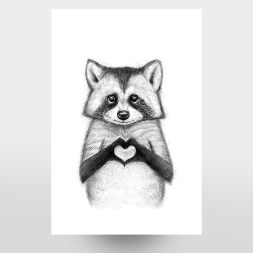 Raccoon with heart