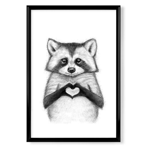 Raccoon with heart