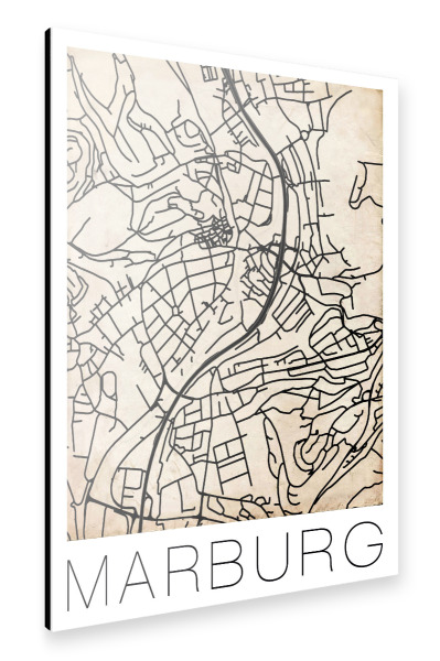 Alu-Dibond "Retro Map Marburg Germany Grunge" 30x20 cm artboxONE