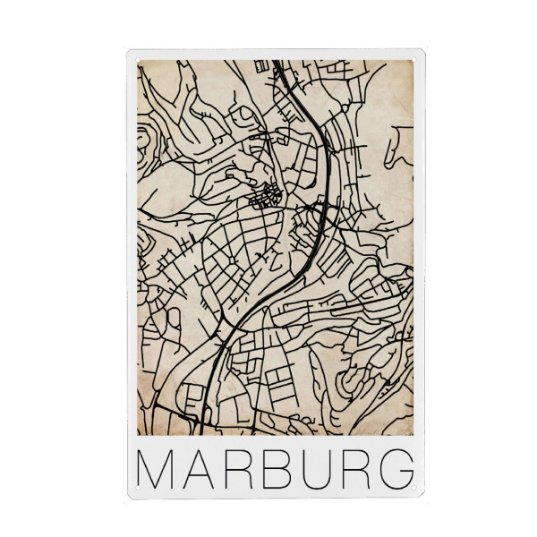 Metall Poster "Retro Map Marburg Germany Grunge" artboxONE - Städte,Schwarzweiß,Städte / Weitere,Kartografie - Retro,Marburg - Blechschild