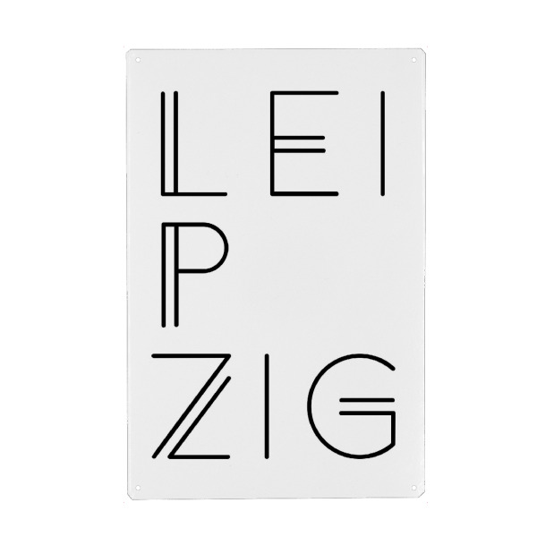 Metall Poster "Typobild LEIPZIG" artboxONE - Städte,Typografie,Schwarzweiß - Leipzig,Stadt,City - Blechschild