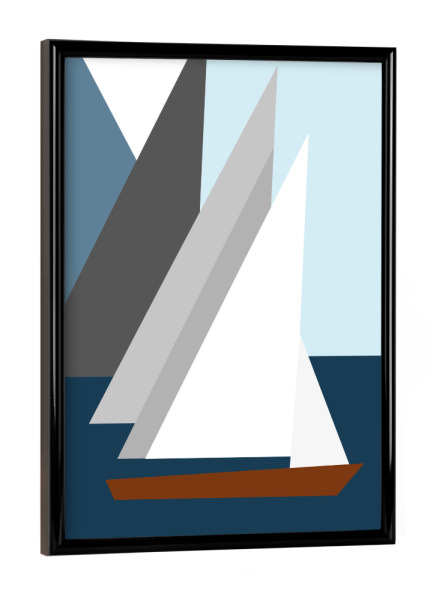 Poster mit schwarzem Rahmen "Oh Sailor" artboxONE - Abstrakt,Geometrie,Sport,Sport / Sommerspiele - Sailor,Segelschiff,Schiff,Boot