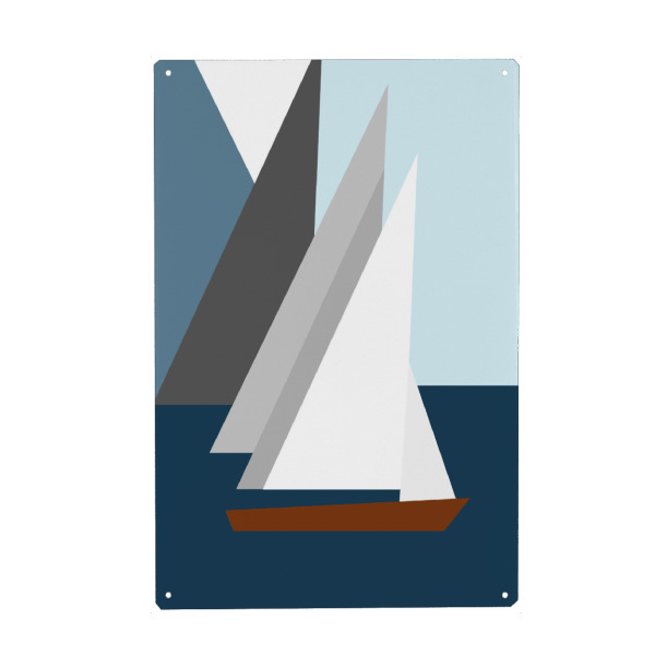Metall Poster "Oh Sailor" artboxONE - Abstrakt,Geometrie,Sport,Sport / Sommerspiele - Sailor,Segelschiff,Schiff,Boot - Blechschild