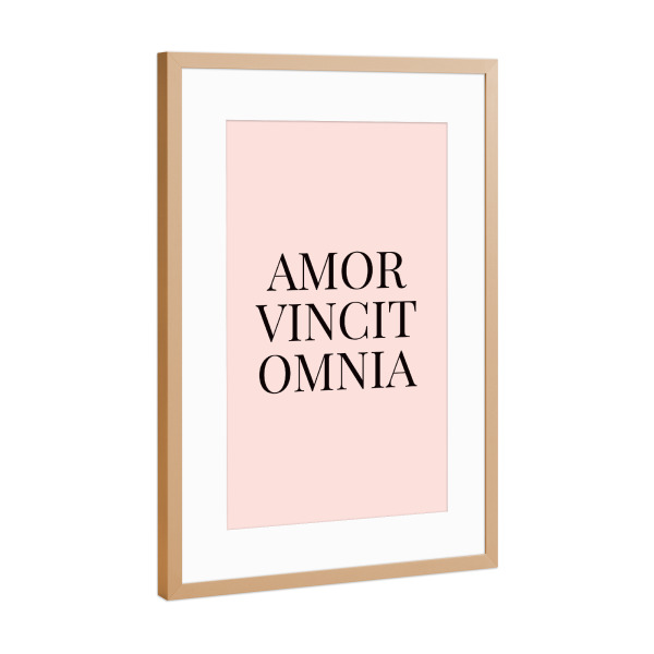 Poster mit Rahmen Kupfer "Amor Vincit Omnia" artboxONE - Typografie,Abstrakt,Liebe - Love,Latin,Quote,Liebe