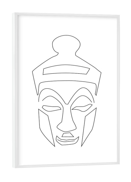 Poster mit weißem Rahmen "Camouflage" artboxONE - Abstrakt,Schwarzweiß - Maske,Ethno,Afrika,Asien,Reise,Line,Line art