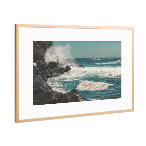 Poster mit Rahmen Kupfer "Churned sea" artboxONE - Reise / Strand und Meer - Sea,Ocean,Waves,Rock