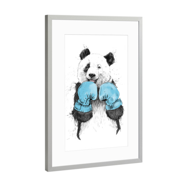 Poster mit Rahmen Silber "The winner" artboxONE - Tiere,Sport - Panda,Boxing