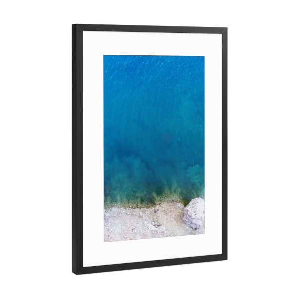 Poster mit Rahmen Schwarz (Metallic) "Deep Blue Sea" artboxONE - Reise / Strand und Meer - Ocean,Sea,Aerial,Drone,Beach,Wave