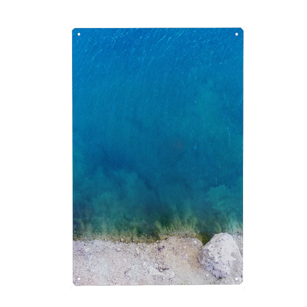 Metall Poster "Deep Blue Sea" artboxONE - Reise / Strand und Meer - Ocean,Sea,Aerial,Drone,Beach,Wave - Blechschild