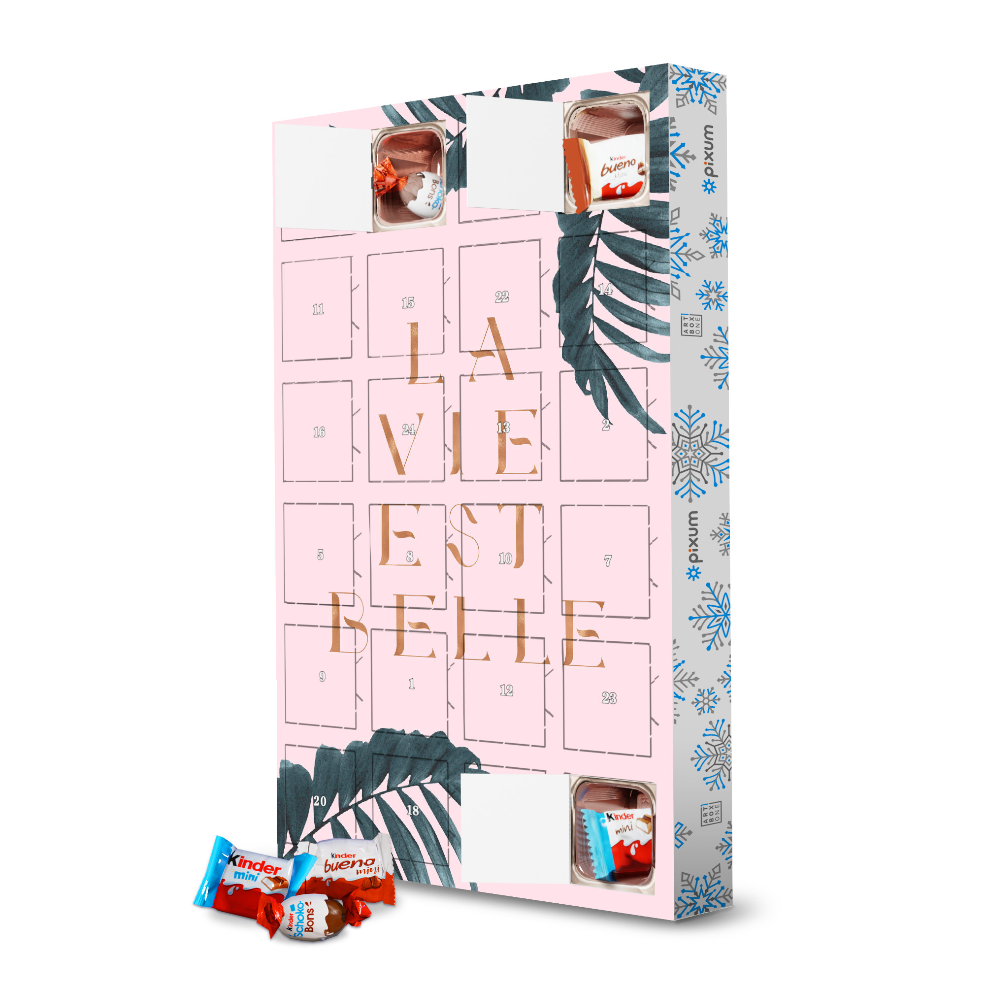 Adventskalender mit Produkten von Kinder La Vie est Belle Rose Gold Edition artboxONE Adventskalender Natur
