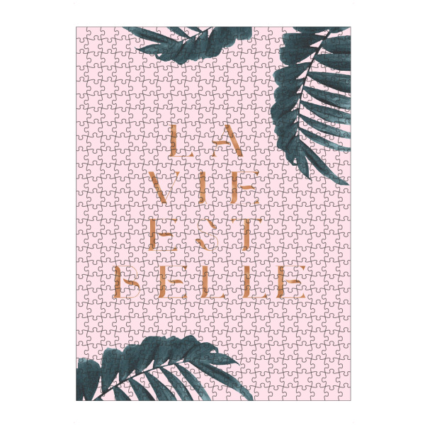 Puzzle Ravensburger "La Vie est Belle Rose Gold Edition" artboxONE - Natur,Abstrakt - Quote,French,France,Palm - Bild quote