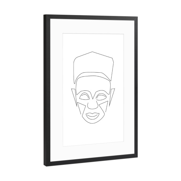 Poster mit Rahmen Schwarz (Metallic) "Face Mask" artboxONE - Abstrakt,Menschen,Schwarzweiß,Geometrie,Reise / Afrika - Maske,Ethno,Afrika,Menschen