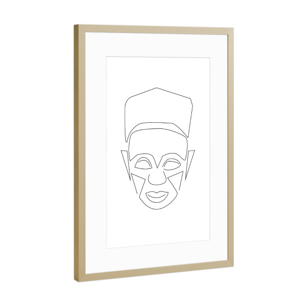Poster mit Rahmen Gold "Face Mask" artboxONE - Abstrakt,Menschen,Schwarzweiß,Geometrie,Reise / Afrika - Maske,Ethno,Afrika,Menschen