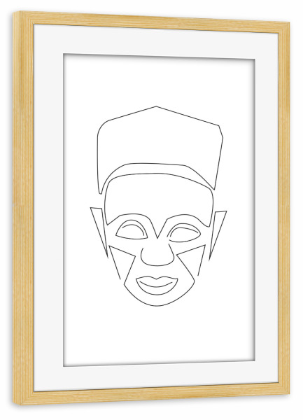 Poster mit Rahmen kiefer "Face Mask" artboxONE - Abstrakt,Menschen,Schwarzweiß,Geometrie,Reise / Afrika - Maske,Ethno,Afrika,Menschen
