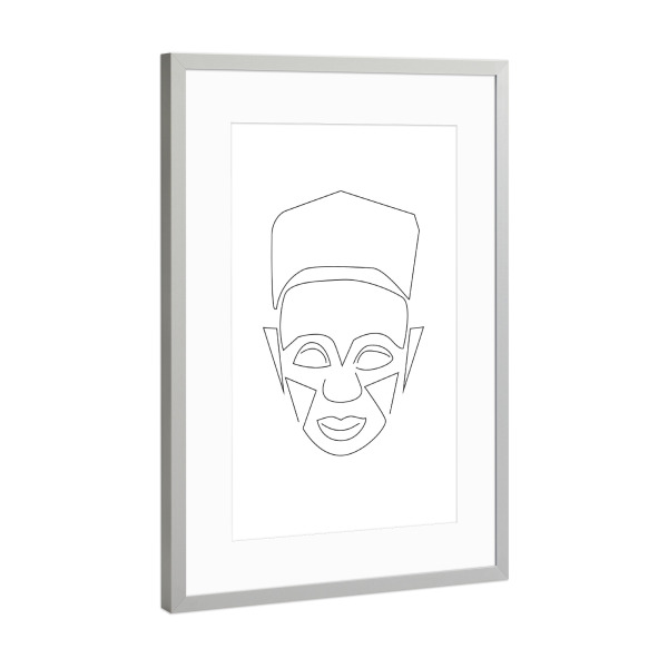 Poster mit Rahmen Silber "Face Mask" artboxONE - Abstrakt,Menschen,Schwarzweiß,Geometrie,Reise / Afrika - Maske,Ethno,Afrika,Menschen