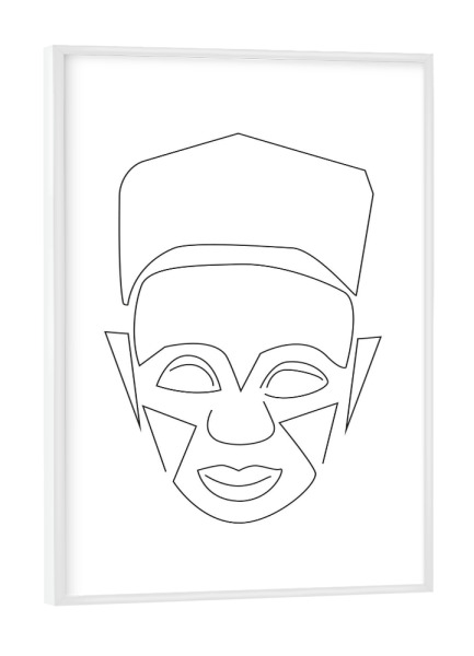 Poster mit weißem Rahmen "Face Mask" artboxONE - Abstrakt,Menschen,Schwarzweiß,Geometrie,Reise / Afrika - Maske,Ethno,Afrika,Menschen