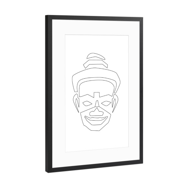 Poster mit Rahmen Schwarz (Metallic) "Human Face" artboxONE - Abstrakt,Menschen,Schwarzweiß,Reise / Afrika,Reise / Asien - Maske,Ethno,Face