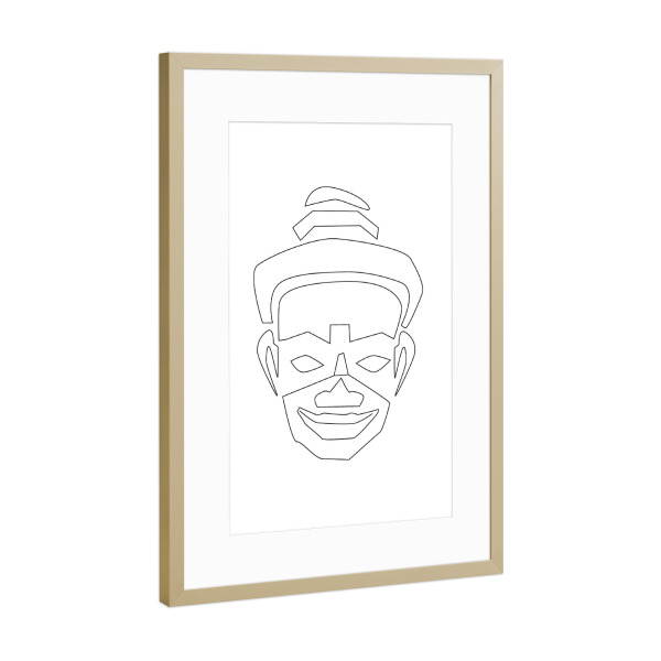 Poster mit Rahmen Gold "Human Face" artboxONE - Abstrakt,Menschen,Schwarzweiß,Reise / Afrika,Reise / Asien - Maske,Ethno,Face