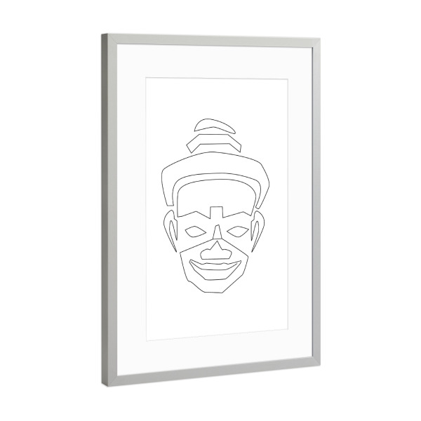 Poster mit Rahmen Silber "Human Face" artboxONE - Abstrakt,Menschen,Schwarzweiß,Reise / Afrika,Reise / Asien - Maske,Ethno,Face