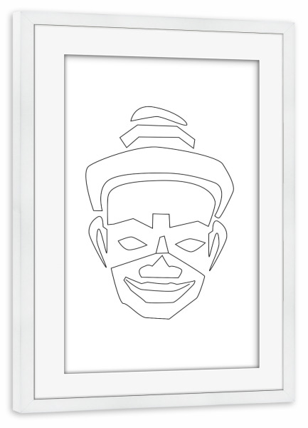 Poster mit Rahmen weiß "Human Face" artboxONE - Abstrakt,Menschen,Schwarzweiß,Reise / Afrika,Reise / Asien - Maske,Ethno,Face