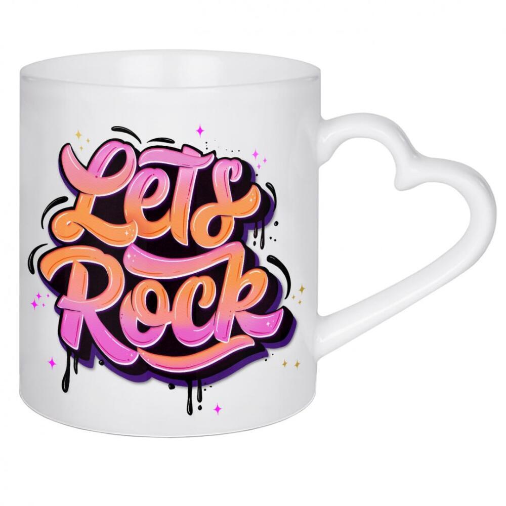 Herztasse "Let's Rock" artboxONE - Typografie,Musik