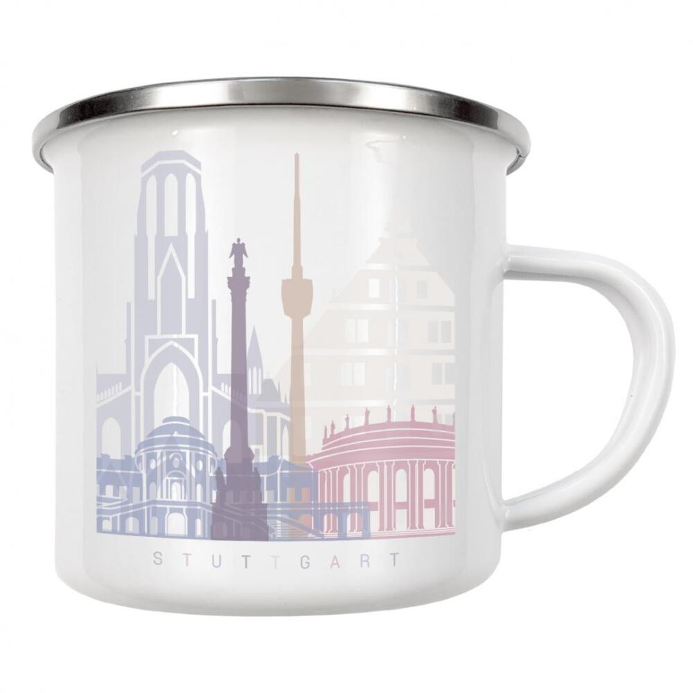 Emaille Tasse "STUTTGART SKYLINE PASTELL" artboxONE - Städte,Architektur