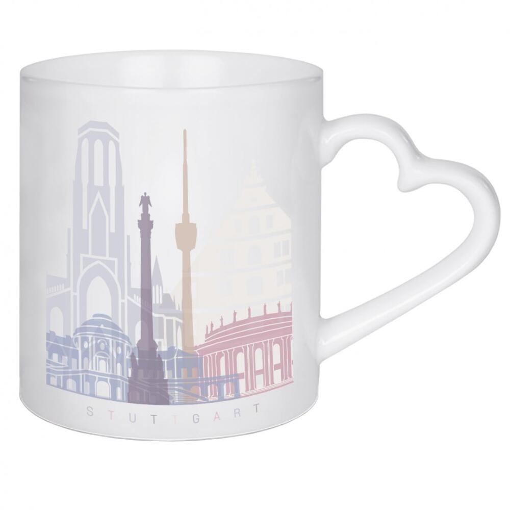 Herztasse "STUTTGART SKYLINE PASTELL" artboxONE - Städte,Architektur