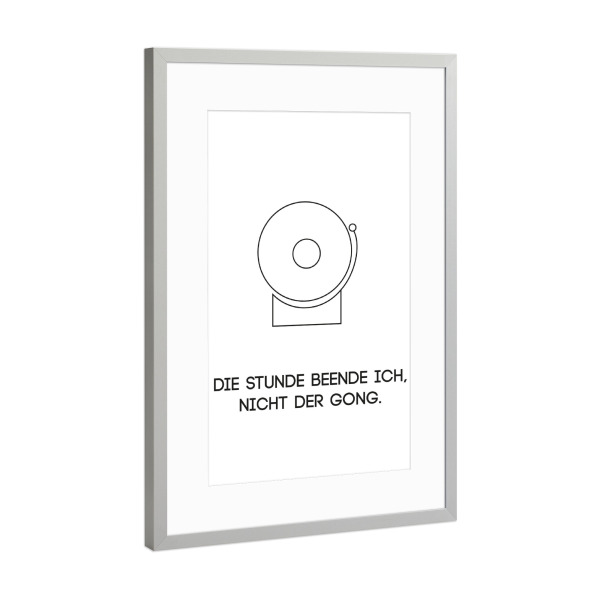 Poster mit Rahmen Silber "Unterrichtsende" artboxONE - Schwarzweiß,Lehrersprüche - Lehrer,Schüler,Schule,Gong,Stunde,Unterricht