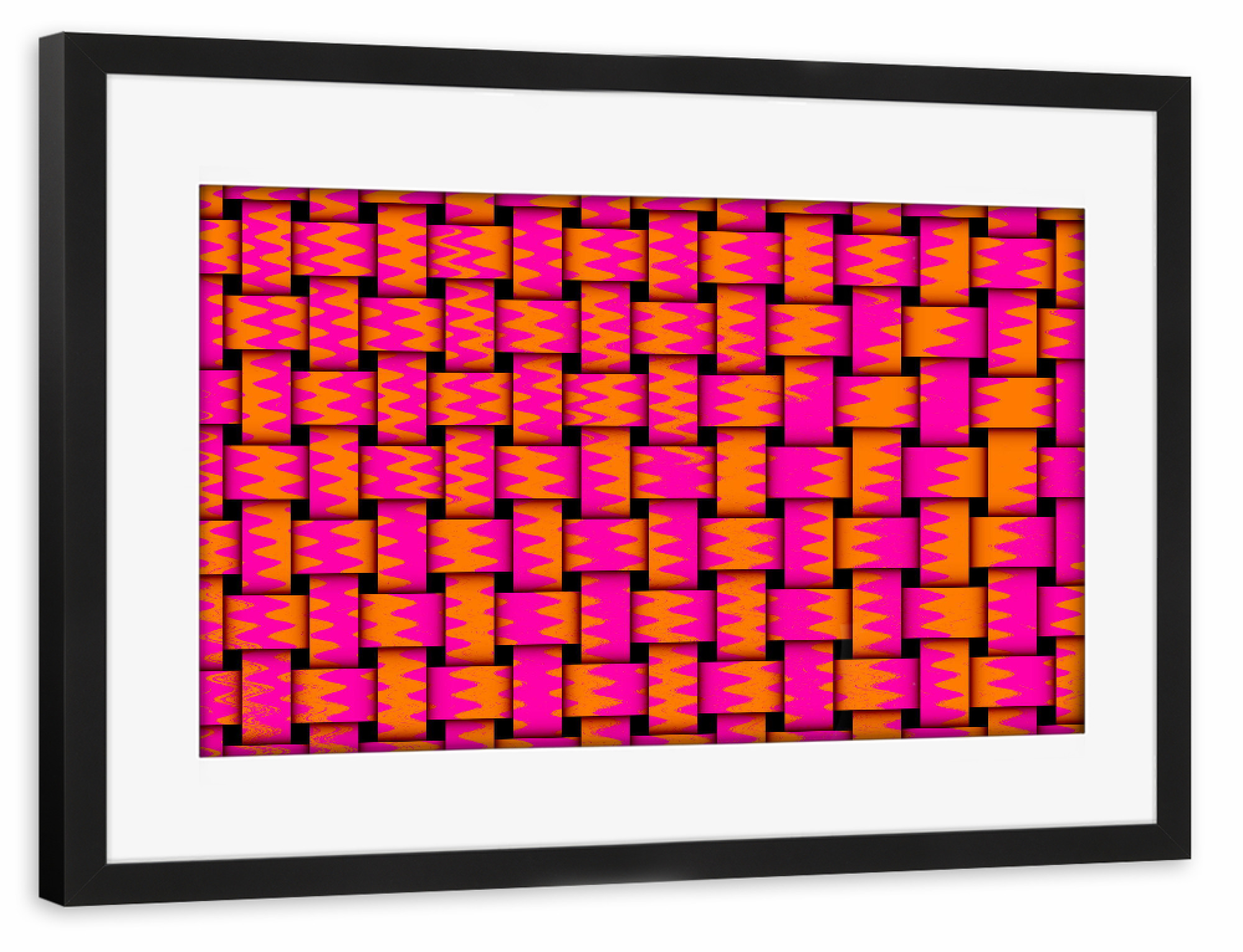 Poster mit Rahmen schwarz "Pattern Weben orangepink" artboxONE - Abstrakt - Pattern,Weben,Muster
