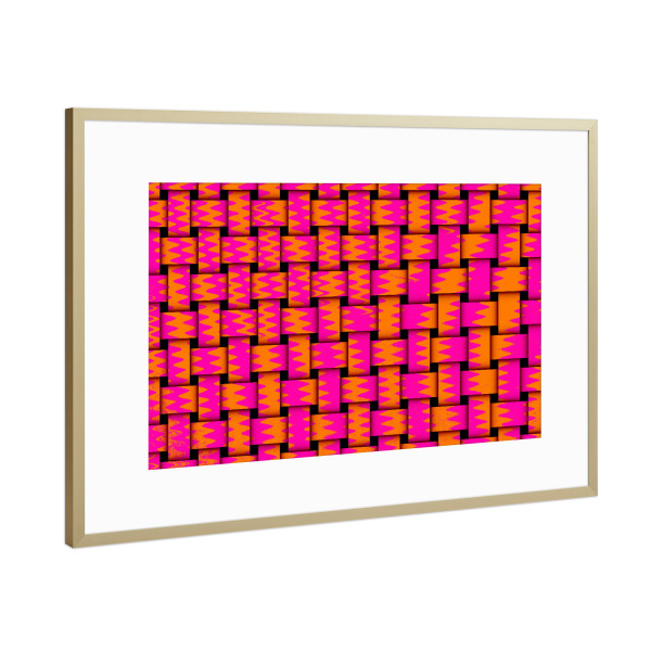 Poster mit Rahmen Gold "Pattern Weben orangepink" artboxONE - Abstrakt - Pattern,Weben,Muster