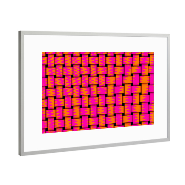 Poster mit Rahmen Silber "Pattern Weben orangepink" artboxONE - Abstrakt - Pattern,Weben,Muster